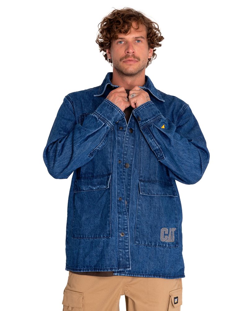 Chaqueta-Casual-Unisex-Rigid-Denim-Heavy-Overshirt-Gris-Cat