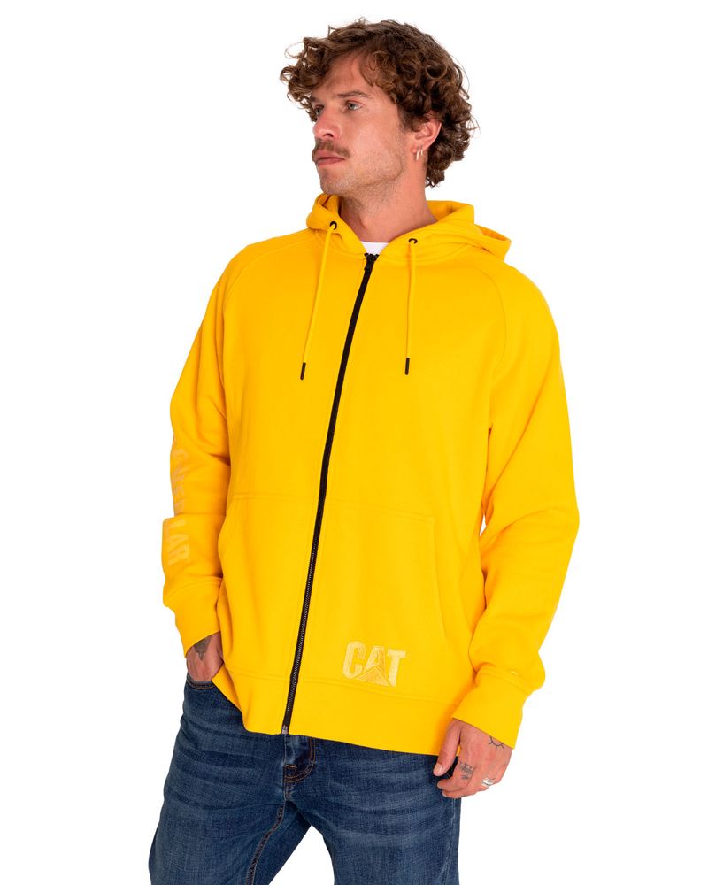 Poleron-Casual-Hombre-Fleece-Cat-Logo-Full-Zip-Hoodie-Amarillo-Cat