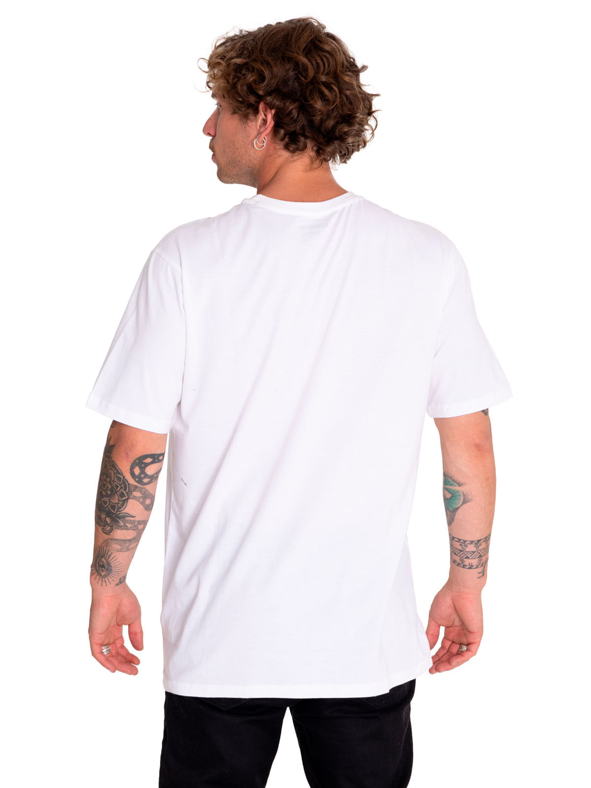 Polera Manga Corta Casual Hombre Street Vibes Graphic Tee 2 Blanco Cat