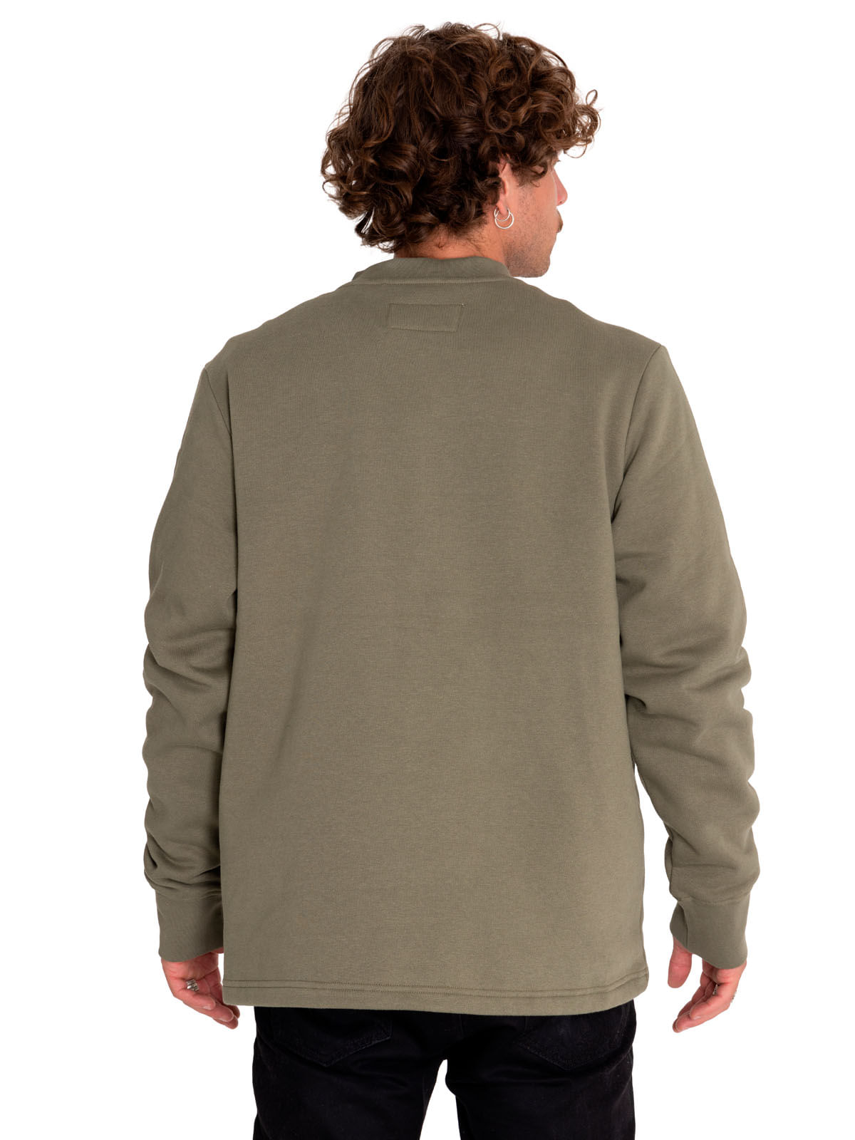 Poleron Casual Hombre Utility Crewneck Sweatshirt Verde Cat