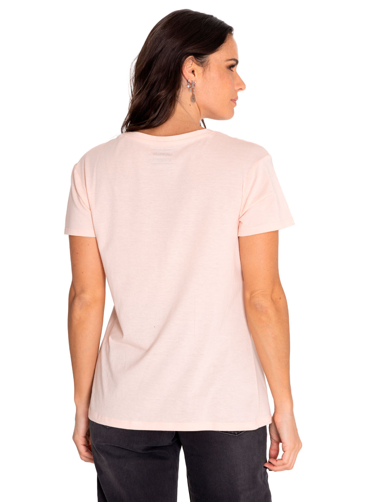 Polera Manga Corta Casual Mujer Cat Logo Tee Rosado Cat