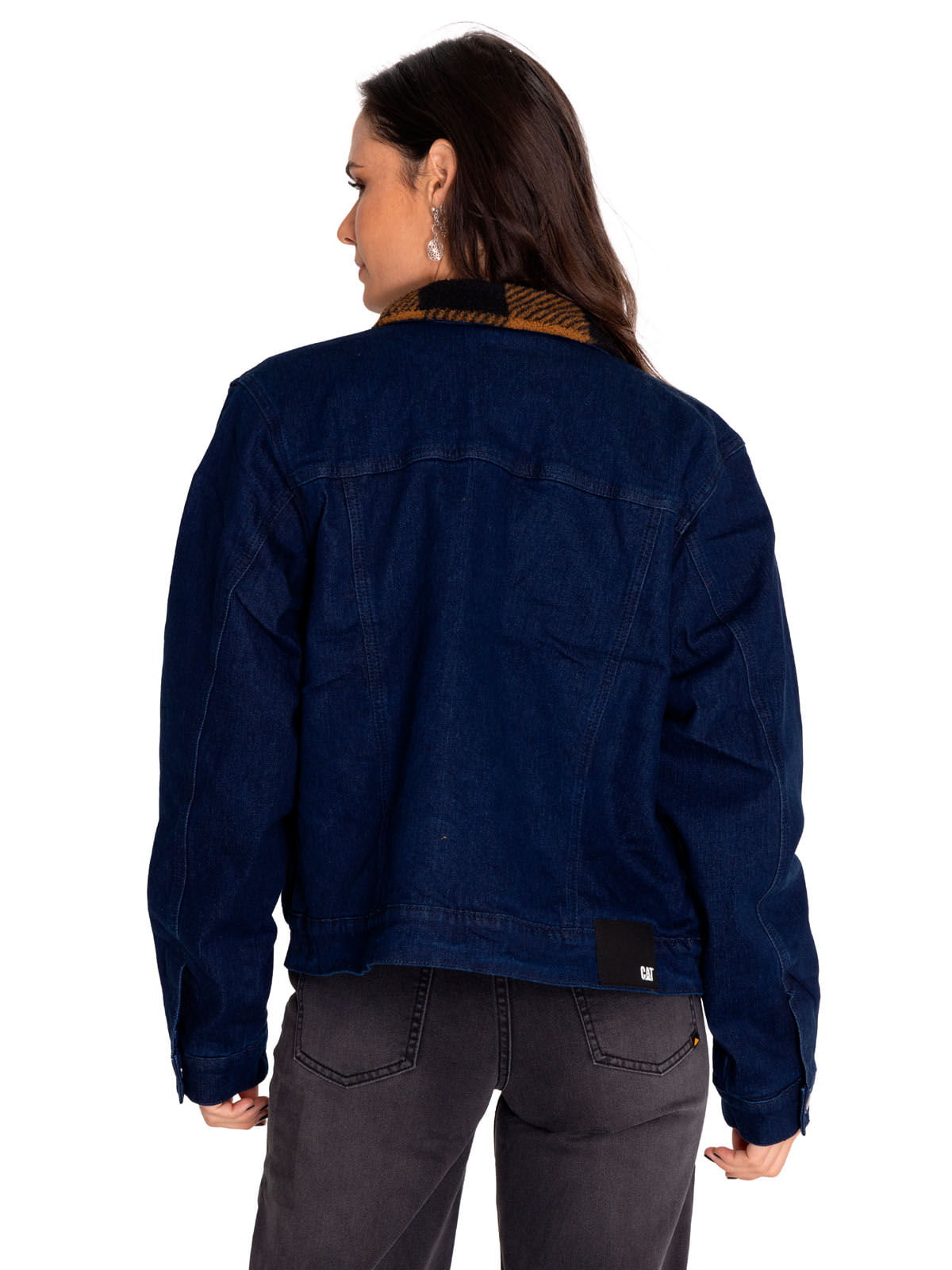 Chaqueta Denim Mujer Denim Plaid-Lined Jacket Azul Cat