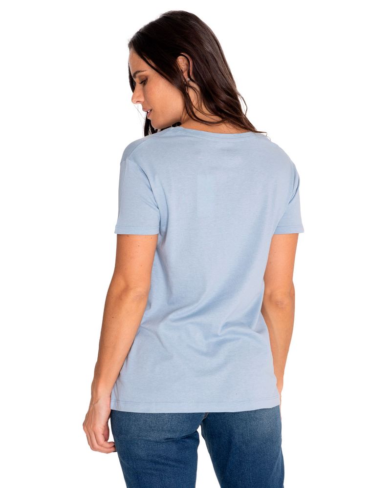 Polera-Manga-Corta-Casual-Mujer-Caterpillar-Script-V-Neck-Tee-Azul-Cat