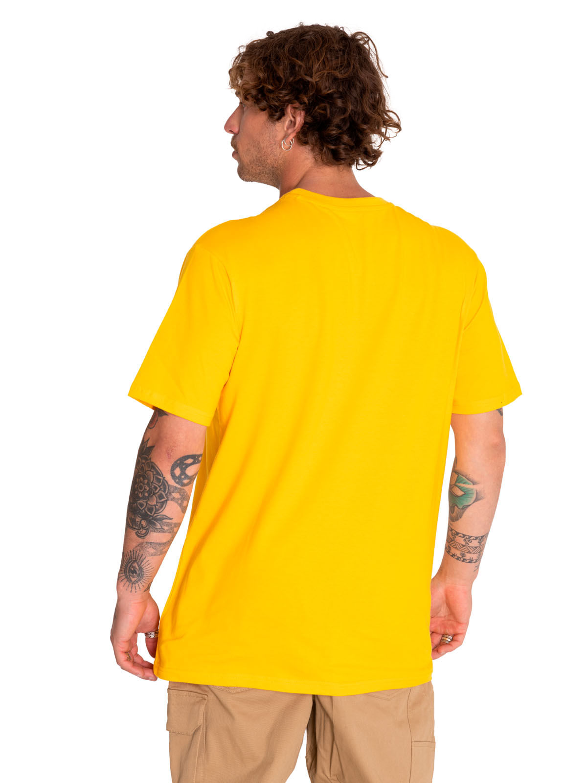 Polera Manga Corta Casual Unisex Original Fit Logo Tee Amarillo Cat