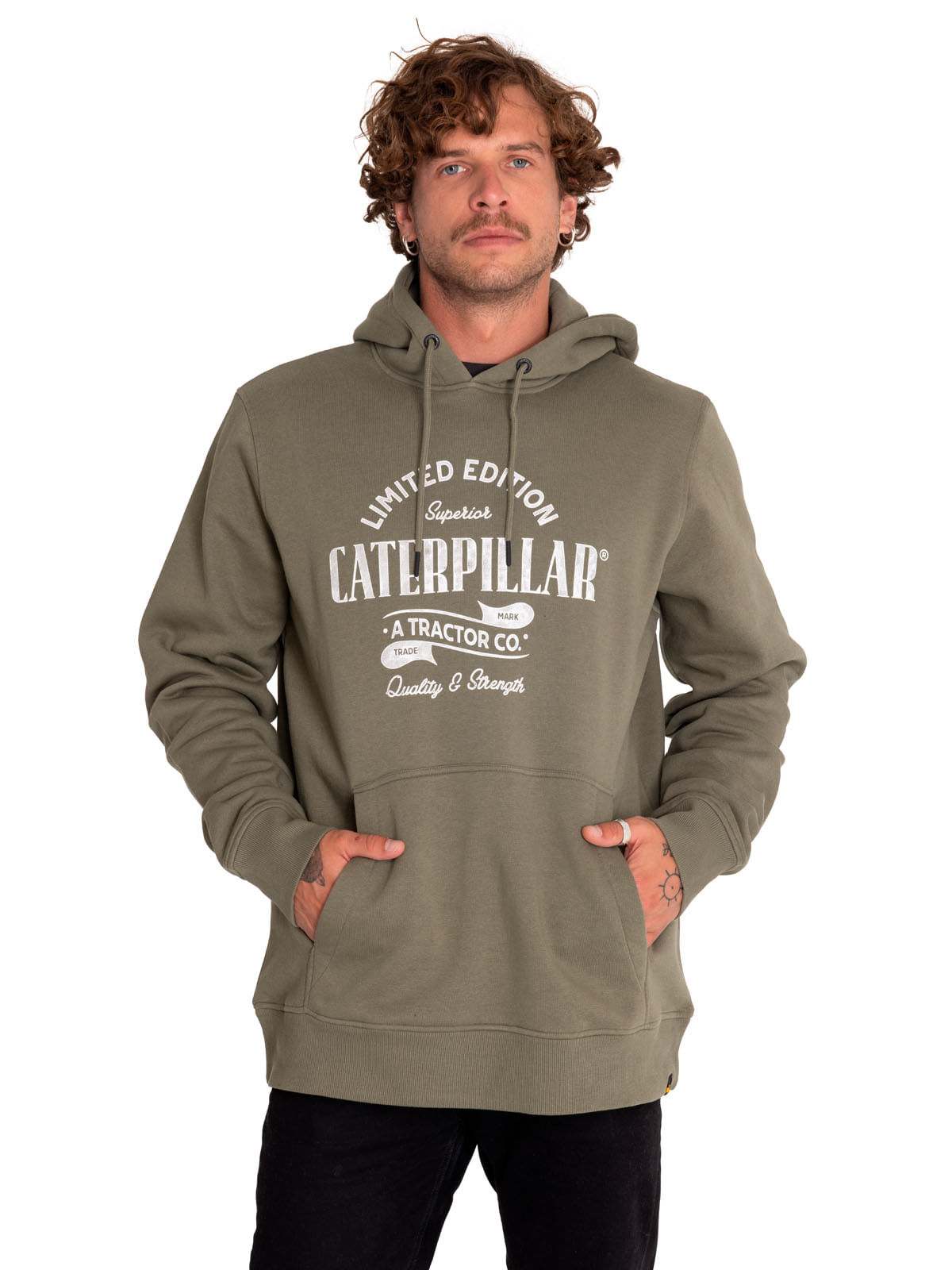 Poleron Casual Hombre Graphic Pullover Hoodie Verde Cat