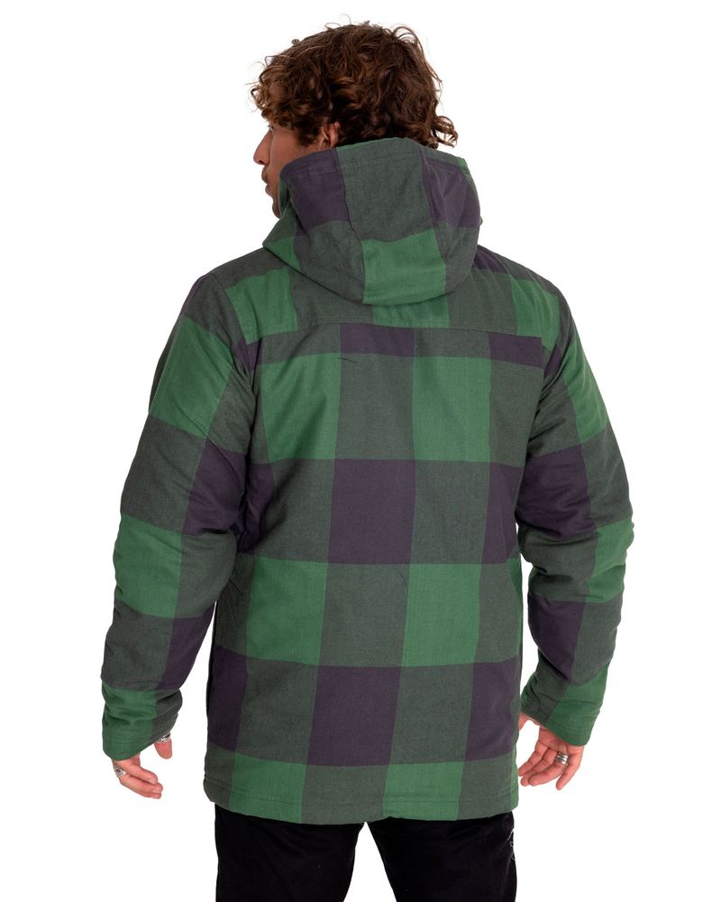 Chaqueta-Casual-Hombre-Flannel-Snap-Front-Lightweight-Insulated-Hooded-Jacket-Negro-Cat