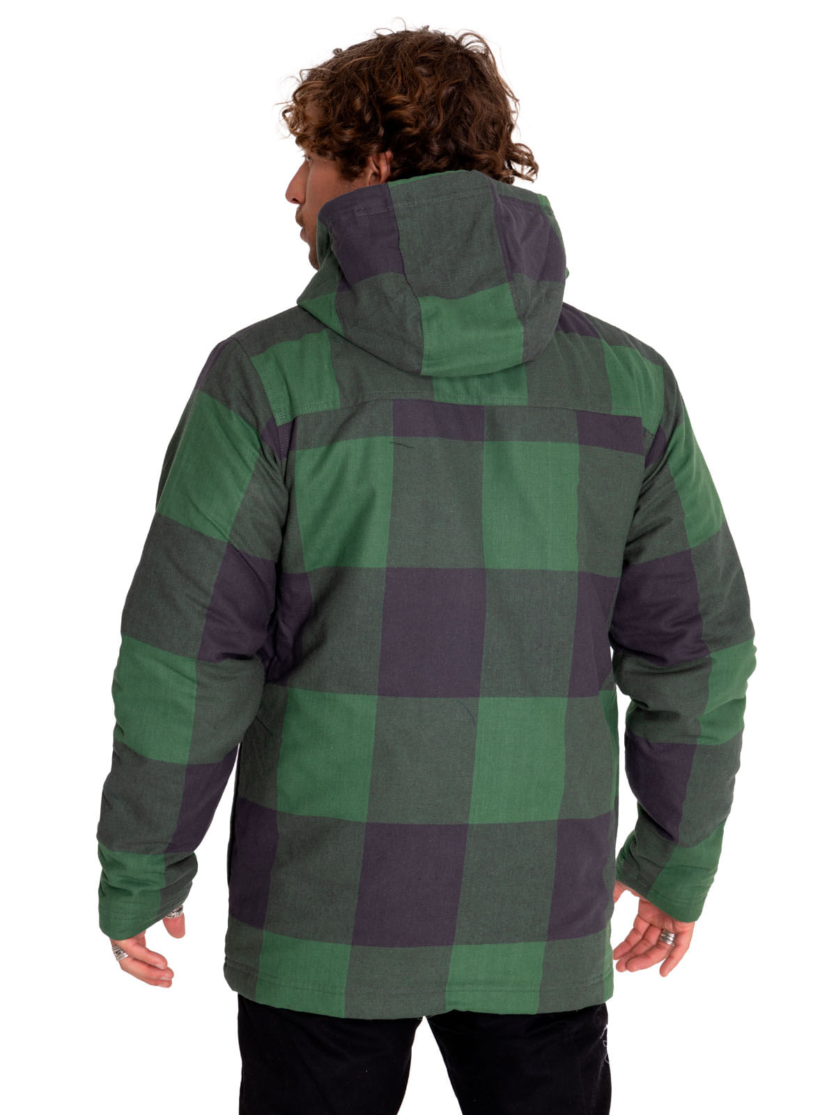 Chaqueta Casual Hombre Flannel Snap Front Lightweight Insulated Hooded Jacket Negro Cat