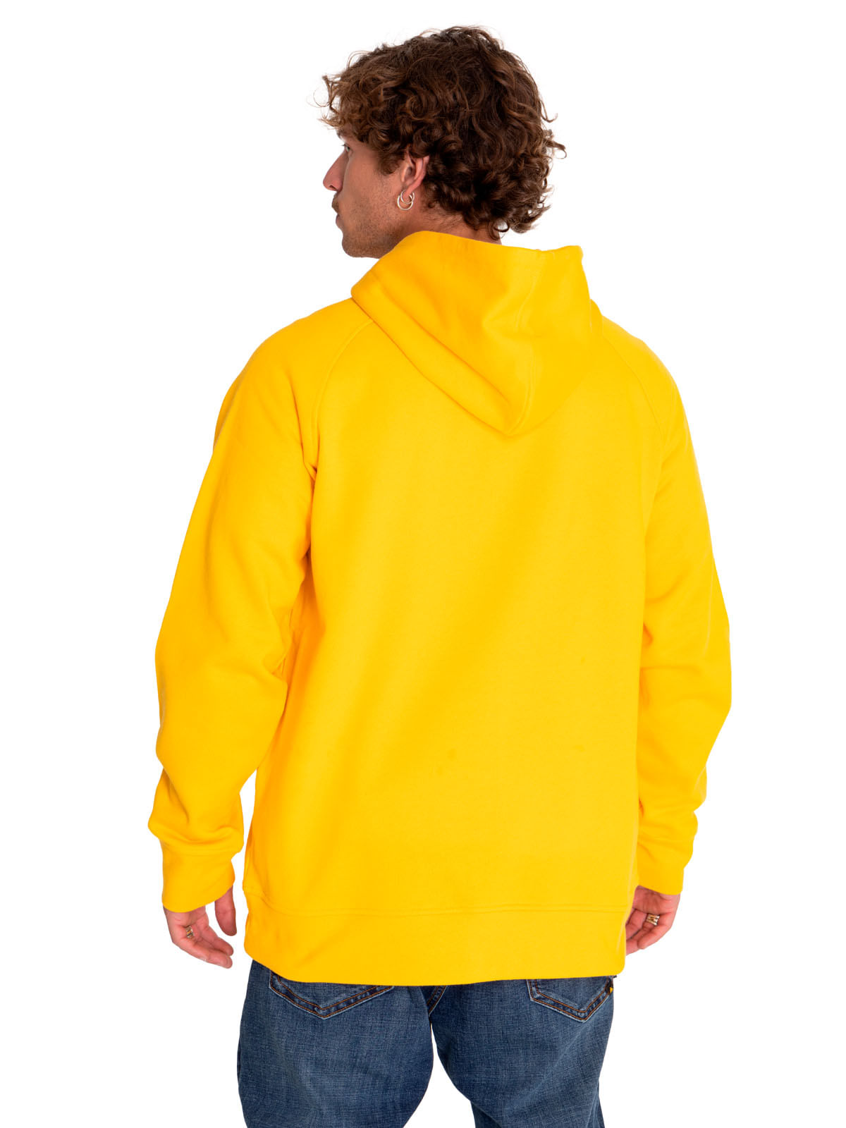 Poleron Casual Hombre Fleece Cat Logo Full Zip Hoodie Amarillo Cat