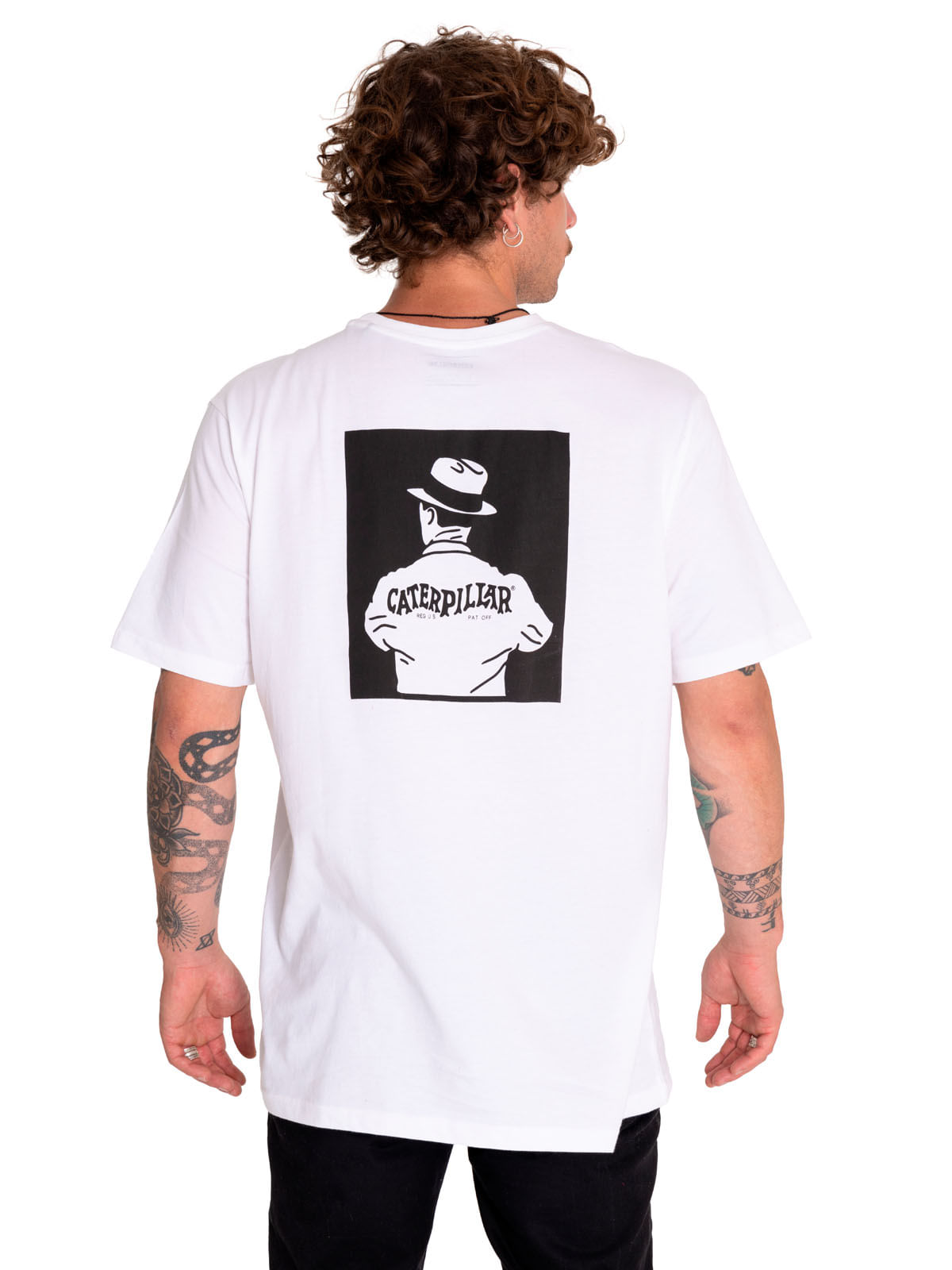 Polera Manga Corta Casual Hombre Street Vibes Graphic Tee 1 Blanco Cat