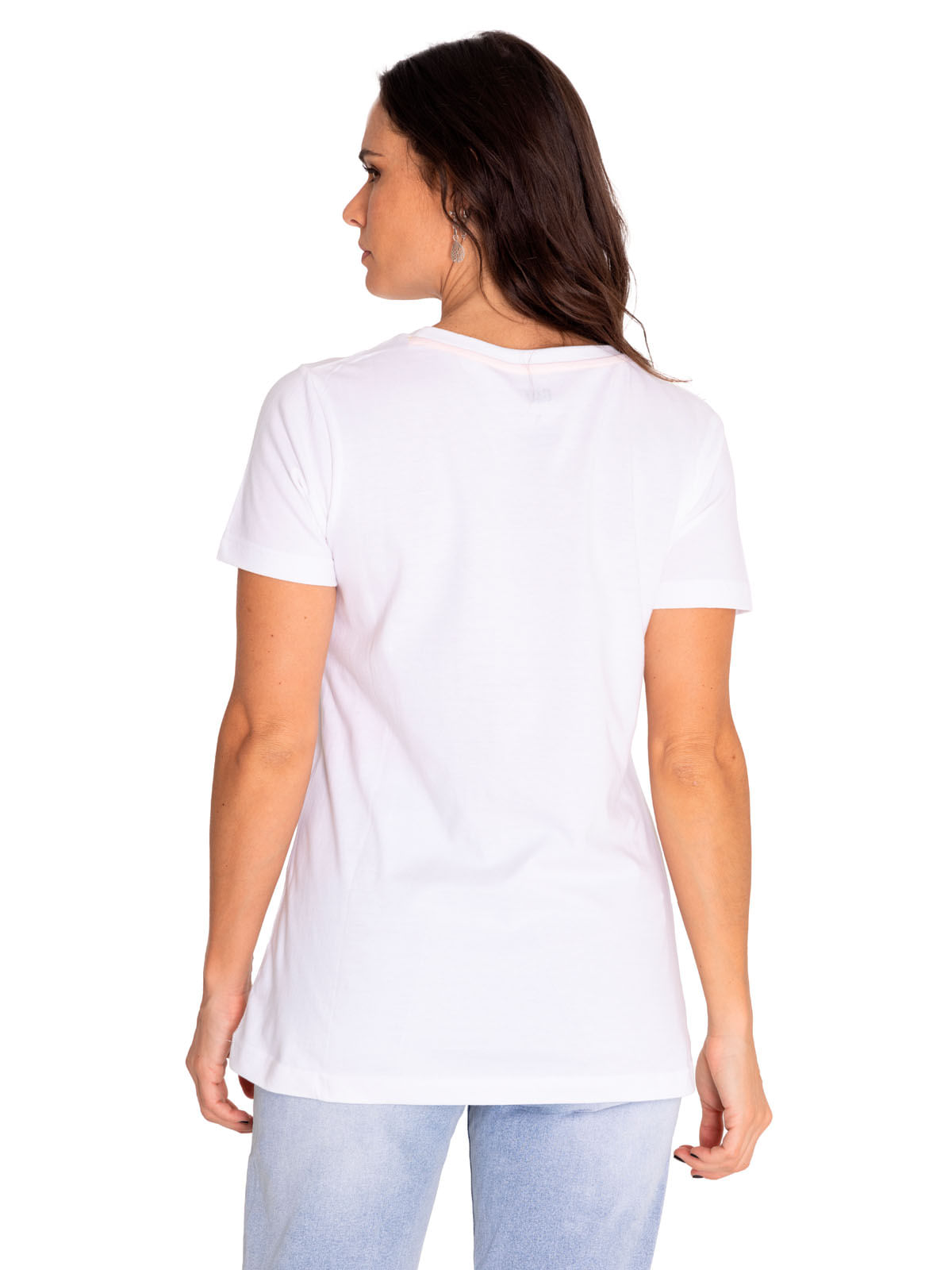 Polera Manga Corta Casual Mujer Women'S Graphic Tee Blanco Cat