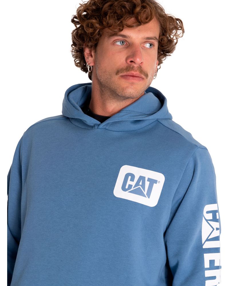 Poleron-Casual-Hombre-Fleece-Sleeve-Logo-Pullover-Hoodie-Azul-Cat