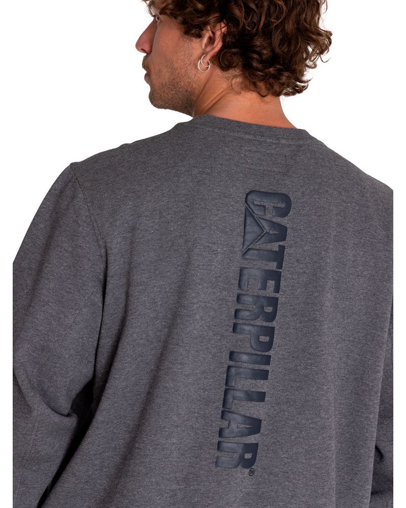 Poleron-Casual-Hombre-Heather-Caterpillar-Logo-Crewneck-Sweatshirt-Gris-Cat