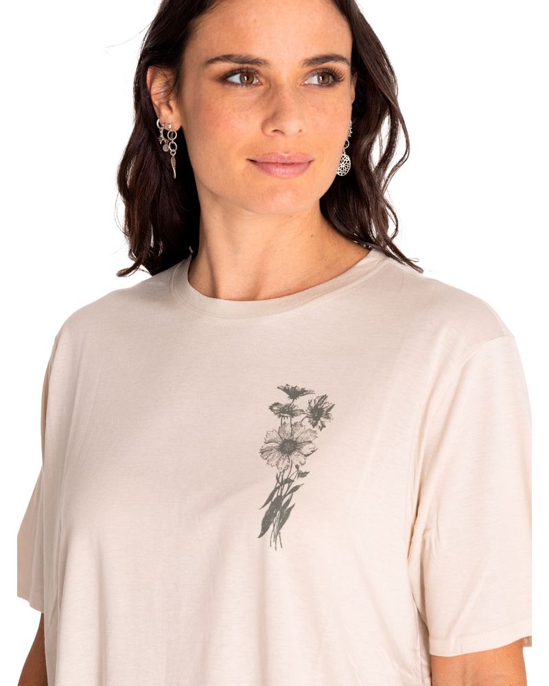 Polera-Manga-Corta-Casual-Mujer-Oversized-Sketch-Floral-Graphic-Tee-1-Beige-Crudo-Cat