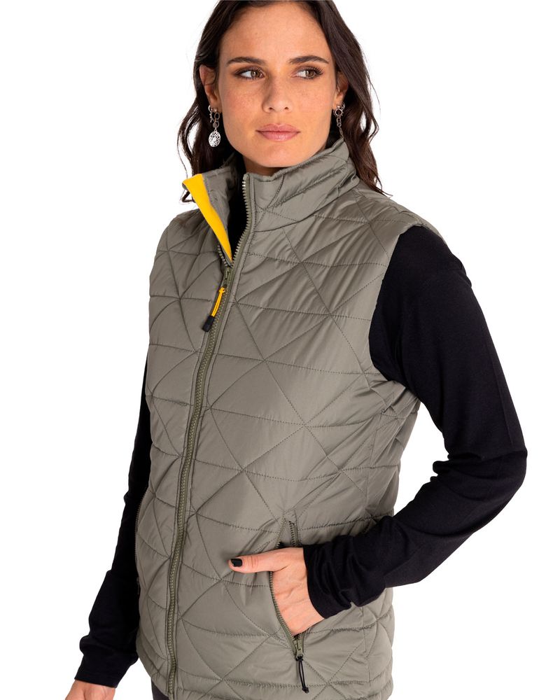 Chaqueta-Sin-Manga-Casual-Mujer-W-Mediumweight-Insulated-Triangle-Quilted-Vest-Verde-Cat