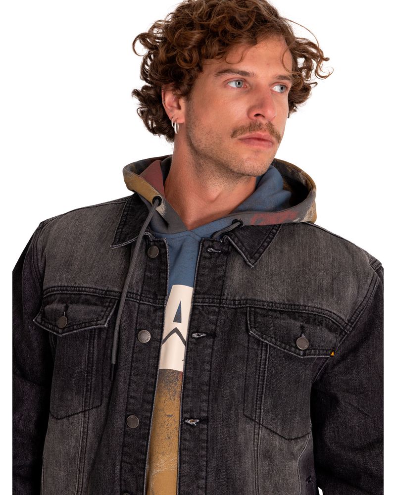 Chaqueta-Casual-Hombre-Flannel-Lined-Denim-Jacket-Gris-Cat