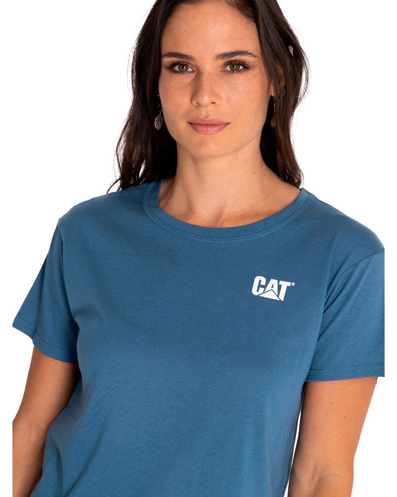 Polera-Manga-Corta-Casual-Mujer-Cat-Logo-Tee-Azul-Cat