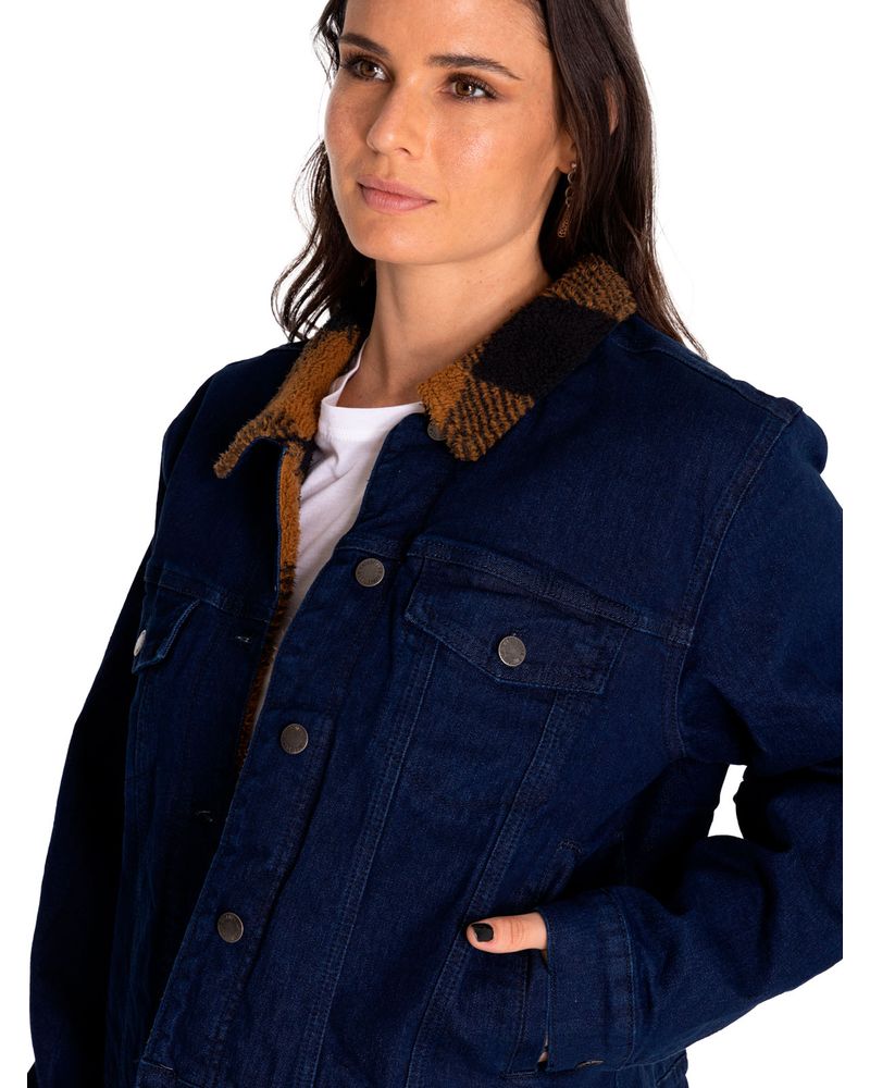 Chaqueta-Denim-Mujer-Denim-Plaid-Lined-Jacket-Azul-Cat