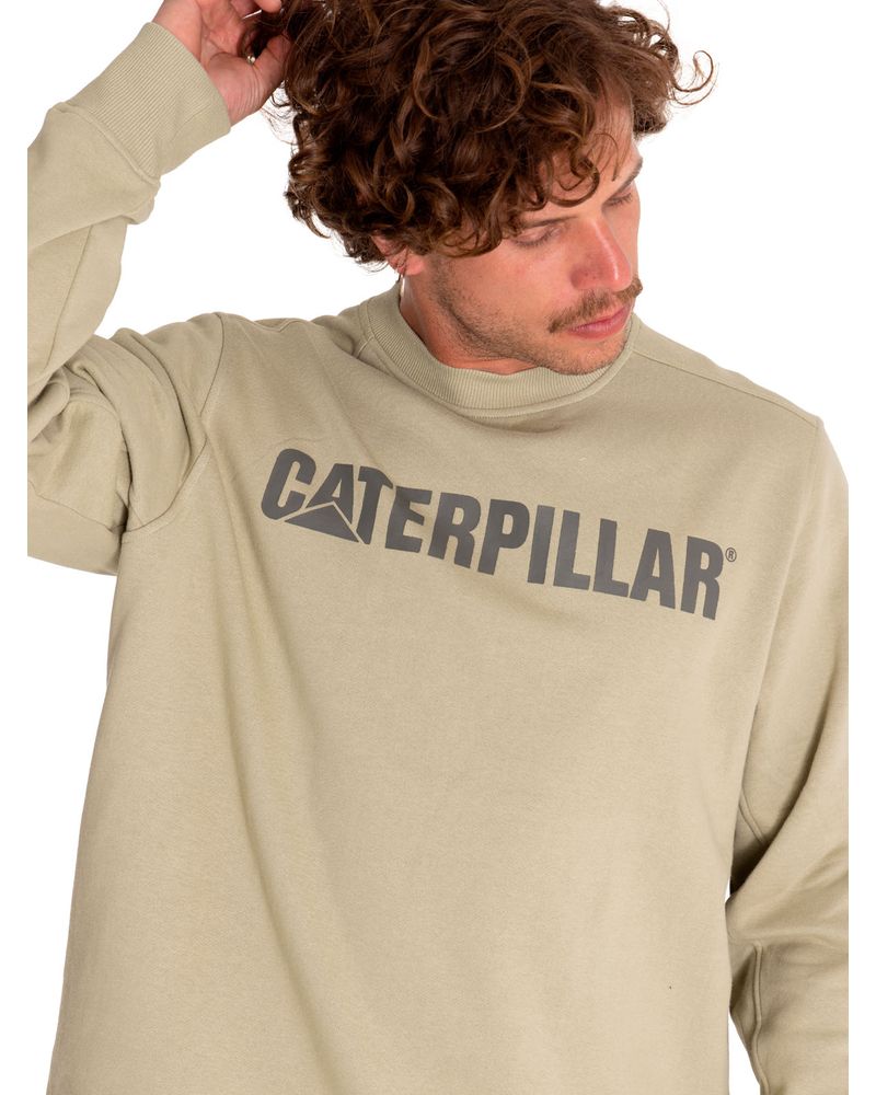 Poleron-Casual-Mujer-Caterpillar-Logo-Crewneck-Sweatshirt-Verde-Cat