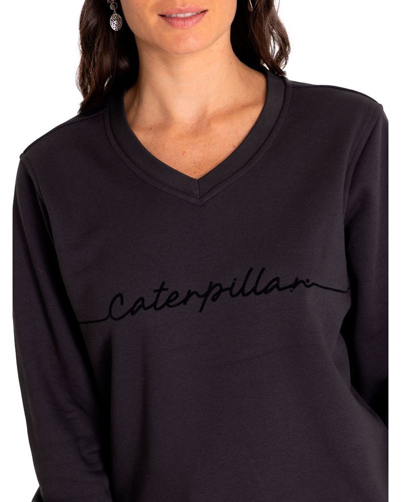 Poleron-Casual-Mujer-Caterpillar-Script-Sweatshirt-Negro-Cat