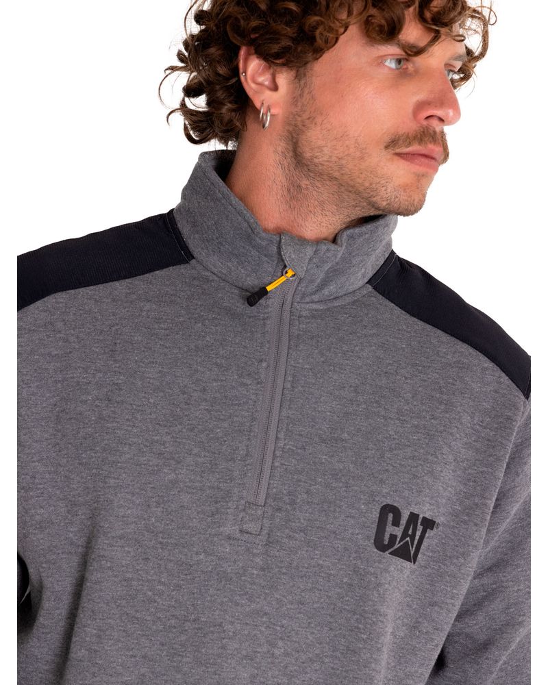 Poleron-Casual-Hombre-Essential-1-4-Zip-Sweatshirt-Gris-Cat