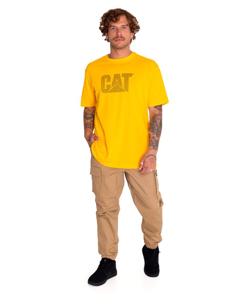 Polera-Manga-Corta-Casual-Unisex-Original-Fit-Logo-Tee-Amarillo-Cat