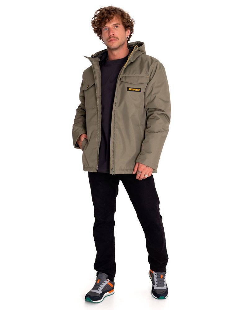Chaqueta-Casual-Hombre-Heavyweight-Insulated-Hooded-Work-Jacket-Verde-Cat