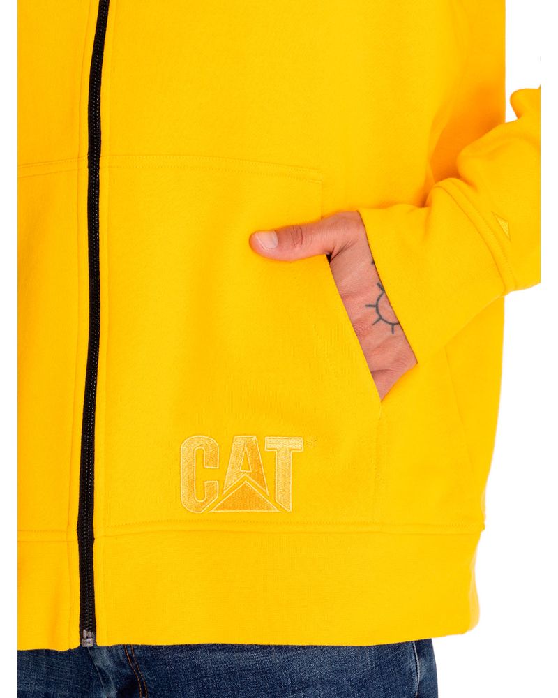 Poleron-Casual-Hombre-Fleece-Cat-Logo-Full-Zip-Hoodie-Amarillo-Cat