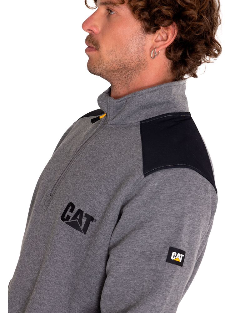 Poleron-Casual-Hombre-Essential-1-4-Zip-Sweatshirt-Gris-Cat
