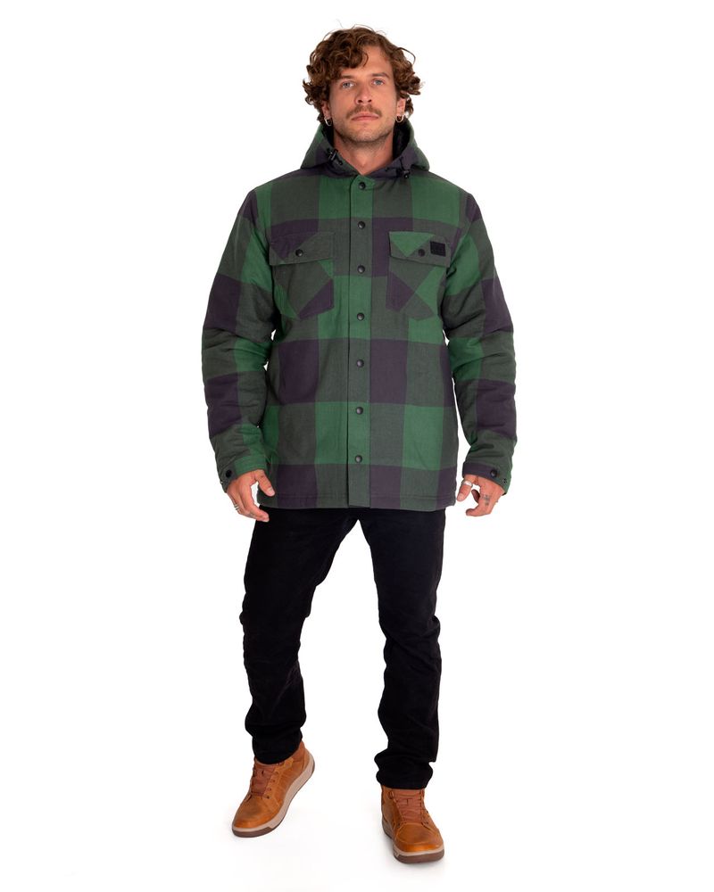 Chaqueta-Casual-Hombre-Flannel-Snap-Front-Lightweight-Insulated-Hooded-Jacket-Negro-Cat