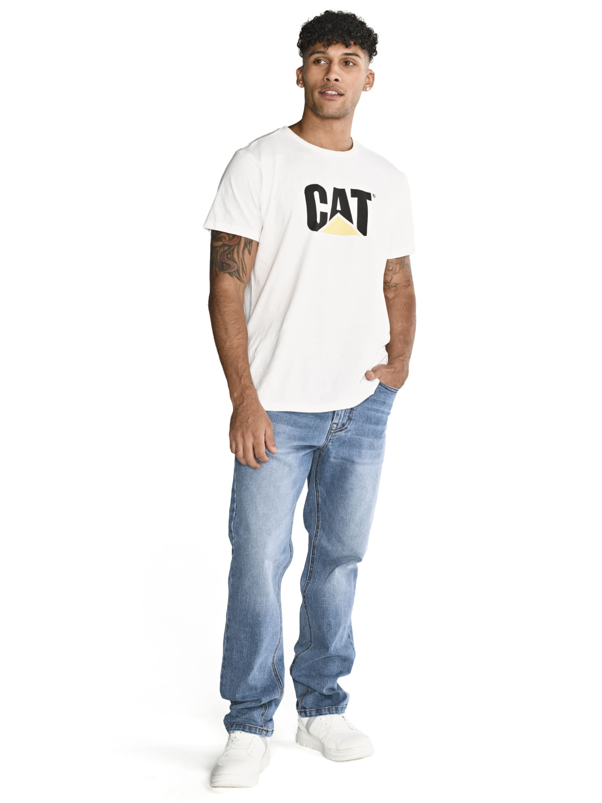 Jeans Denim Hombre Eco Stretch Denim Straight Gris Cat