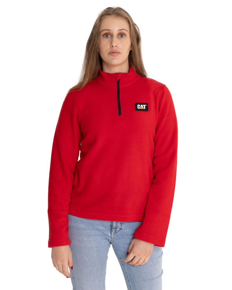 Polar-Casual-Mujer-Women-S-Microfleece-Quarter-Zip-Rojo-Cat