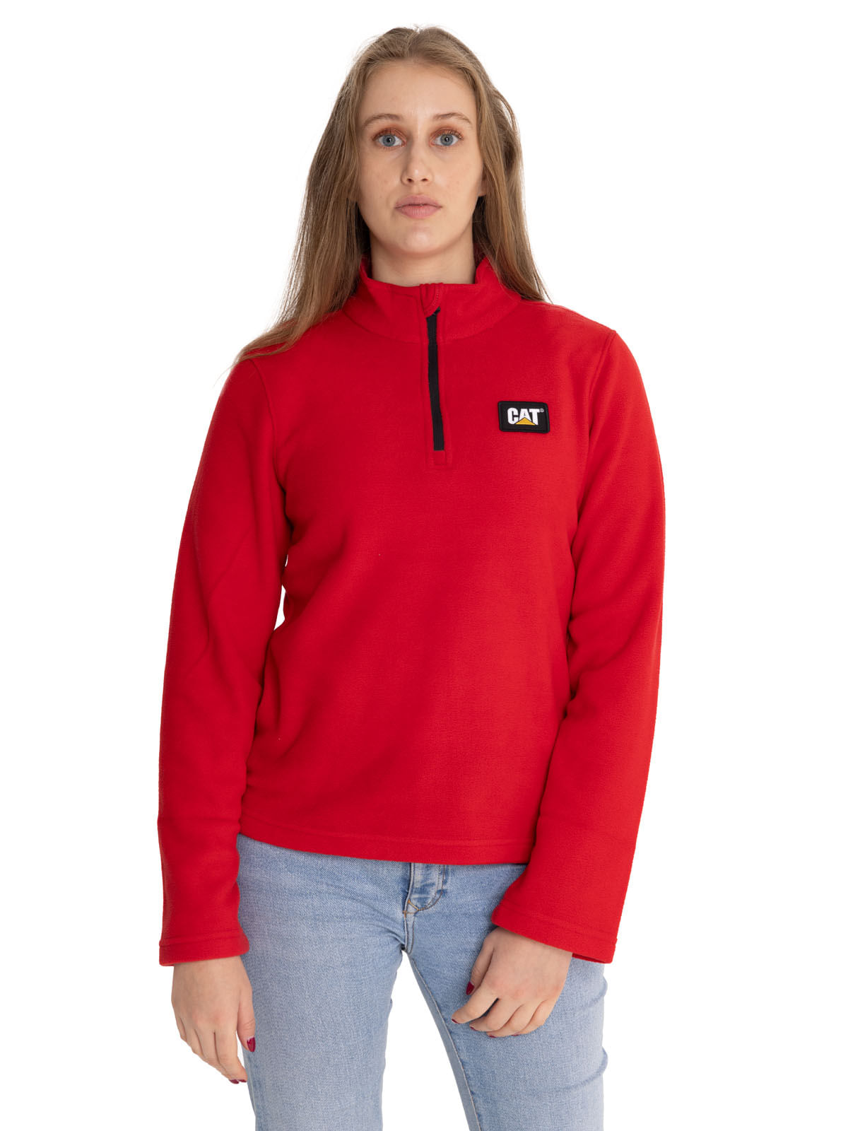 Polar Casual Mujer Women'S Microfleece Quarter Zip Rojo Cat