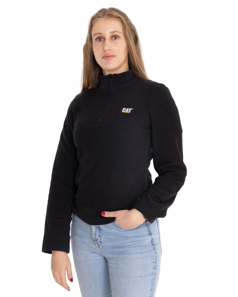 Polar-Casual-Mujer-Women-S-Microfleece-Quarter-Zip-Negro-Cat