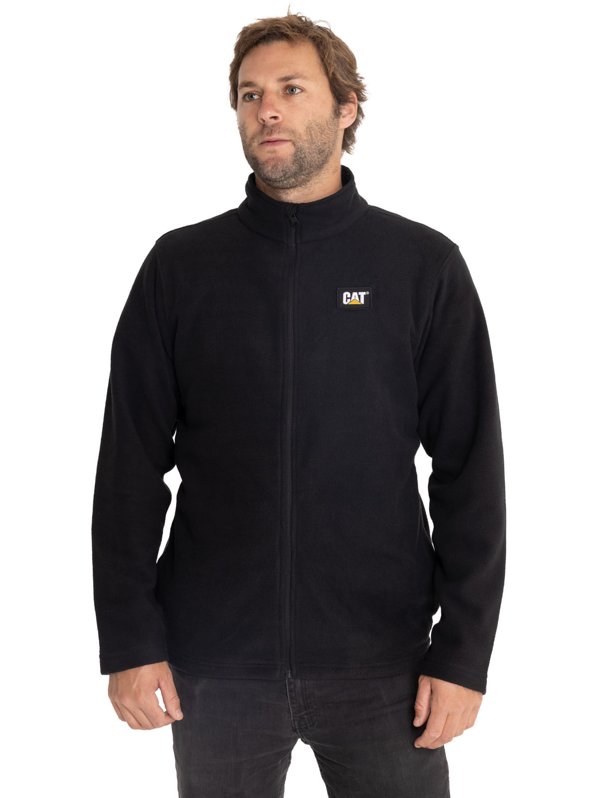 Polar Casual Hombre Microfleece Full Zip Negro Cat