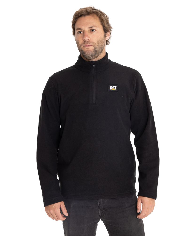 Polar-Casual-Hombre-Microfleece-Quarter-Zip-Negro-Cat