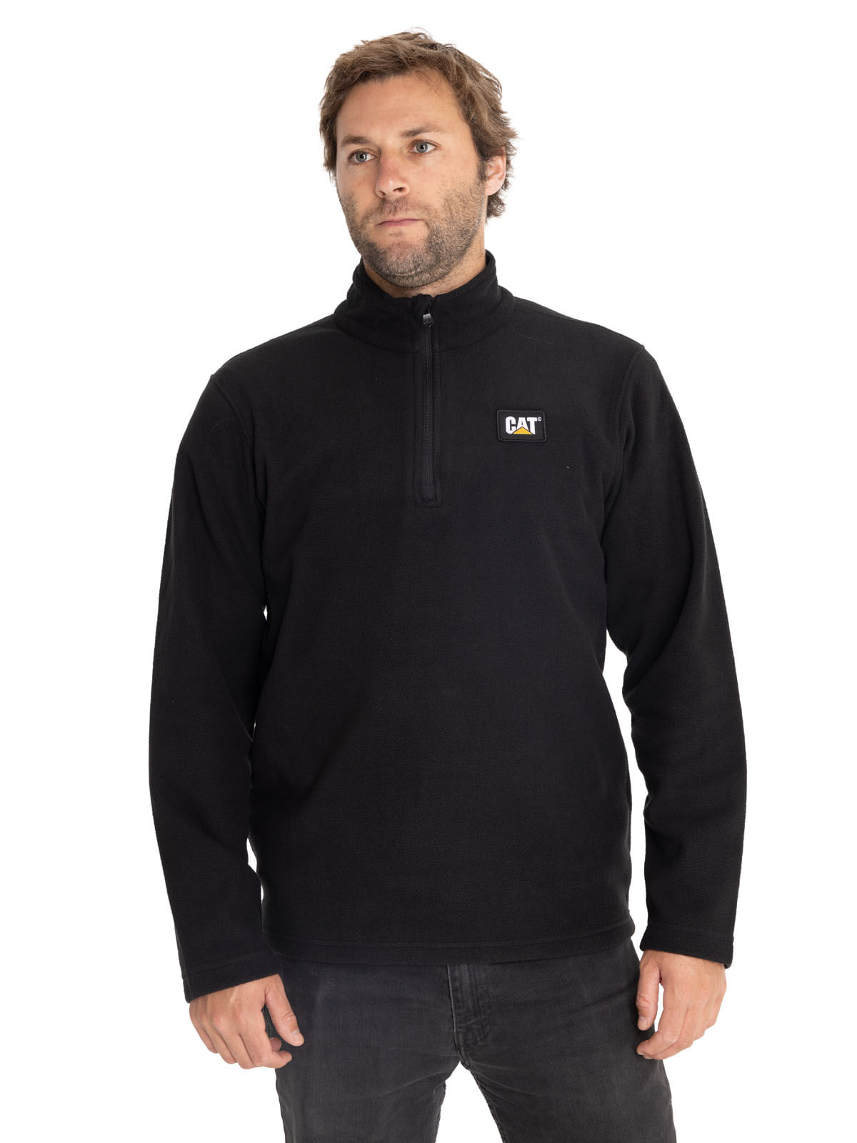 Polar Casual Hombre Microfleece Quarter Zip Negro Cat