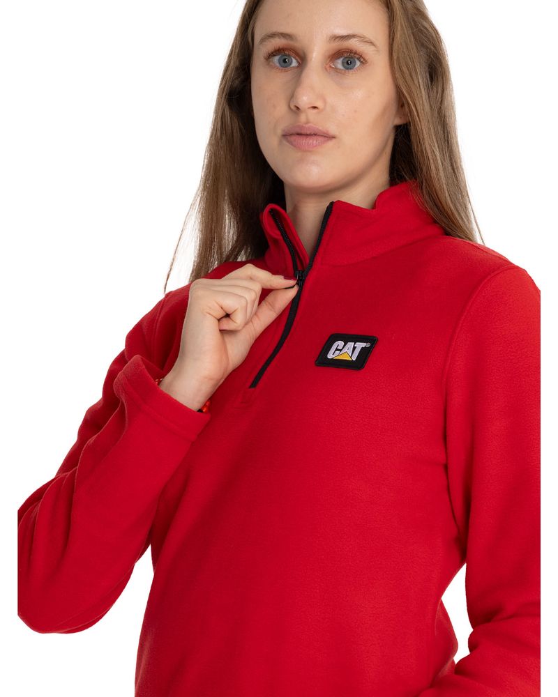 Polar-Casual-Mujer-Women-S-Microfleece-Quarter-Zip-Rojo-Cat