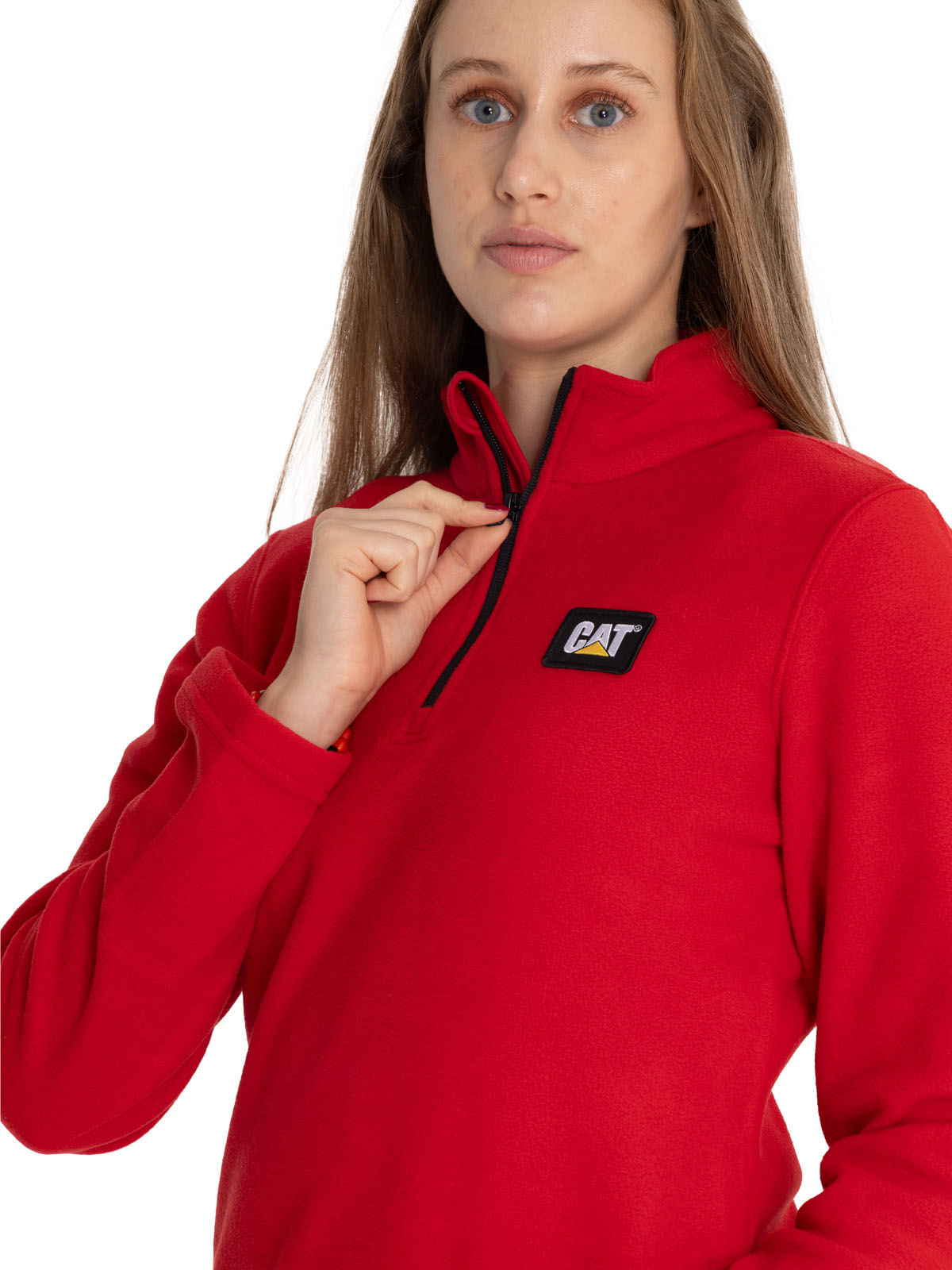 Polar Casual Mujer Women'S Microfleece Quarter Zip Rojo Cat