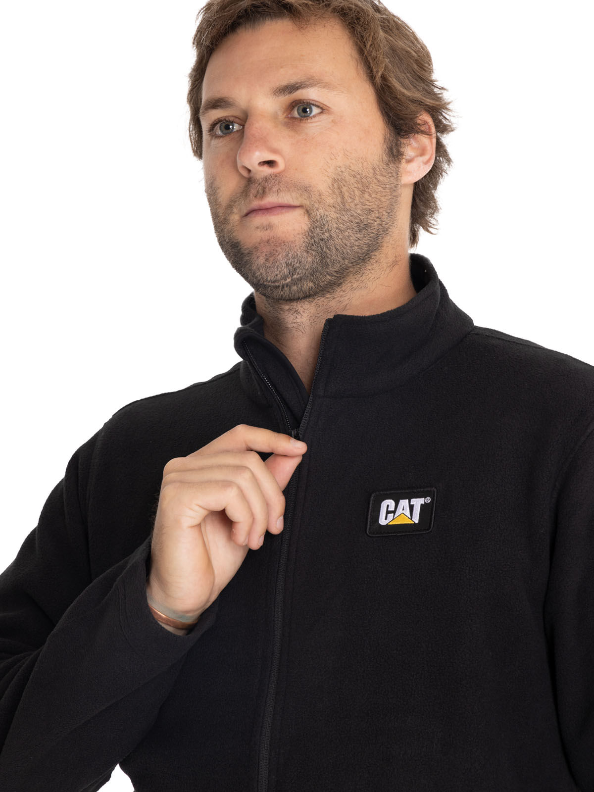 Polar Casual Hombre Microfleece Full Zip Negro Cat