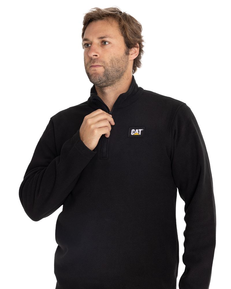 Polar-Casual-Hombre-Microfleece-Quarter-Zip-Negro-Cat