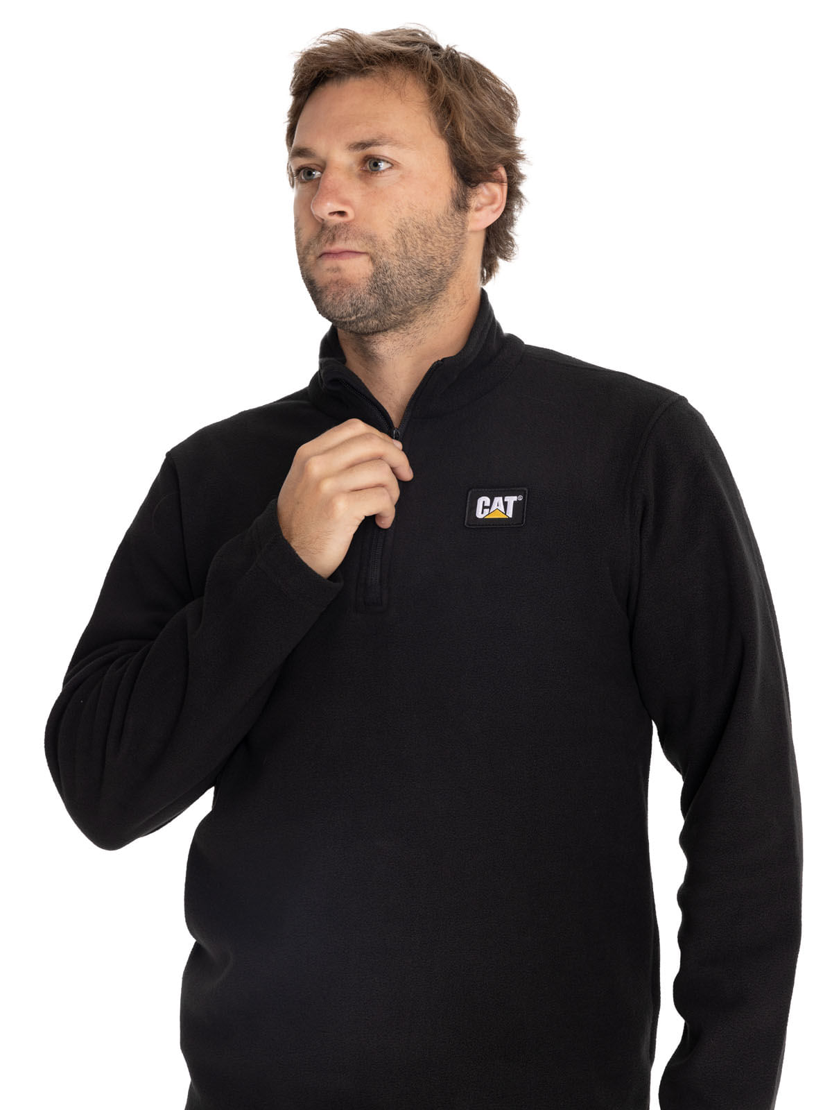 Polar Casual Hombre Microfleece Quarter Zip Negro Cat