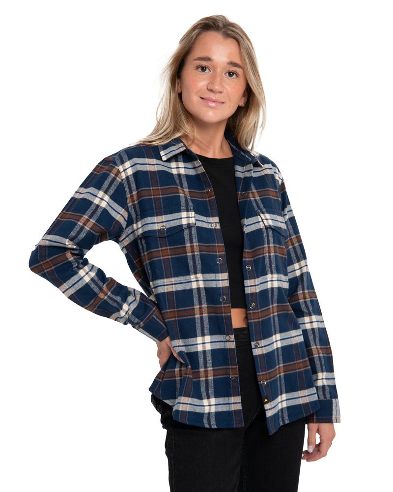 Blusa-manga-larga-Casual-Mujer-FLANNEL-L-S-SHIRT-AZUL-CAT