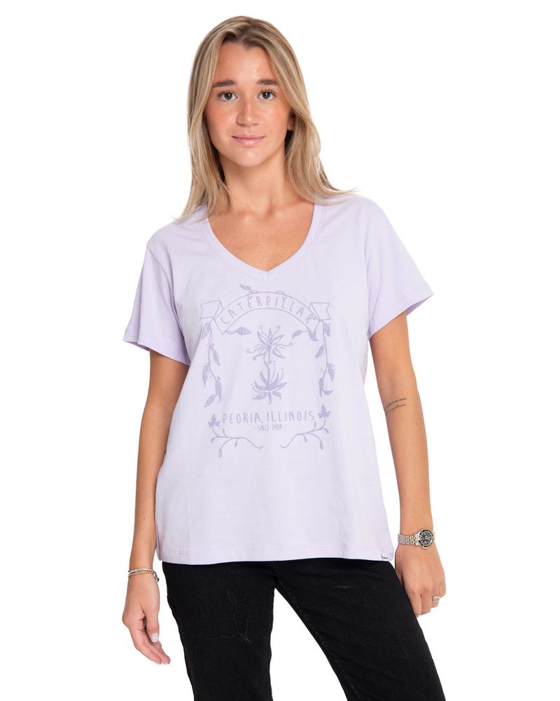 Polera-Manga-corta-Casual-Mujer-NOVELTY-GRAPHIC-V-NECK-TEE-MORADO-CAT