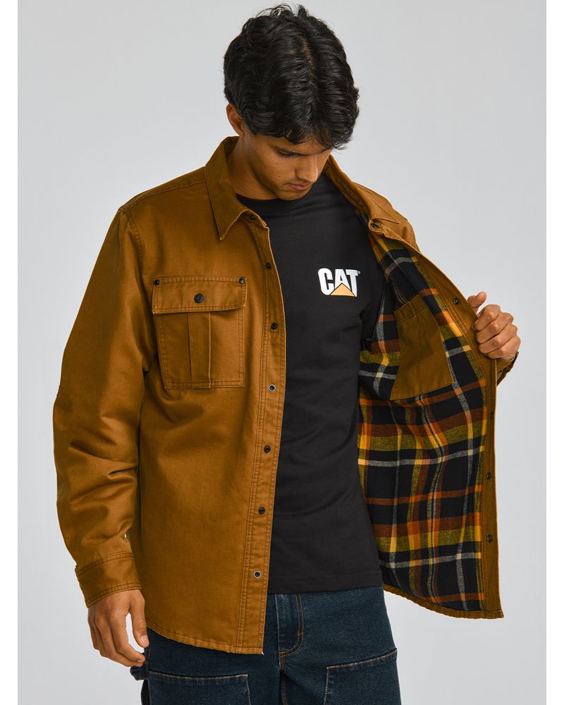 Chaqueta-Casual-Hombre-WAXED-COTTON-SHIRT-JAC-Cafe-CAT