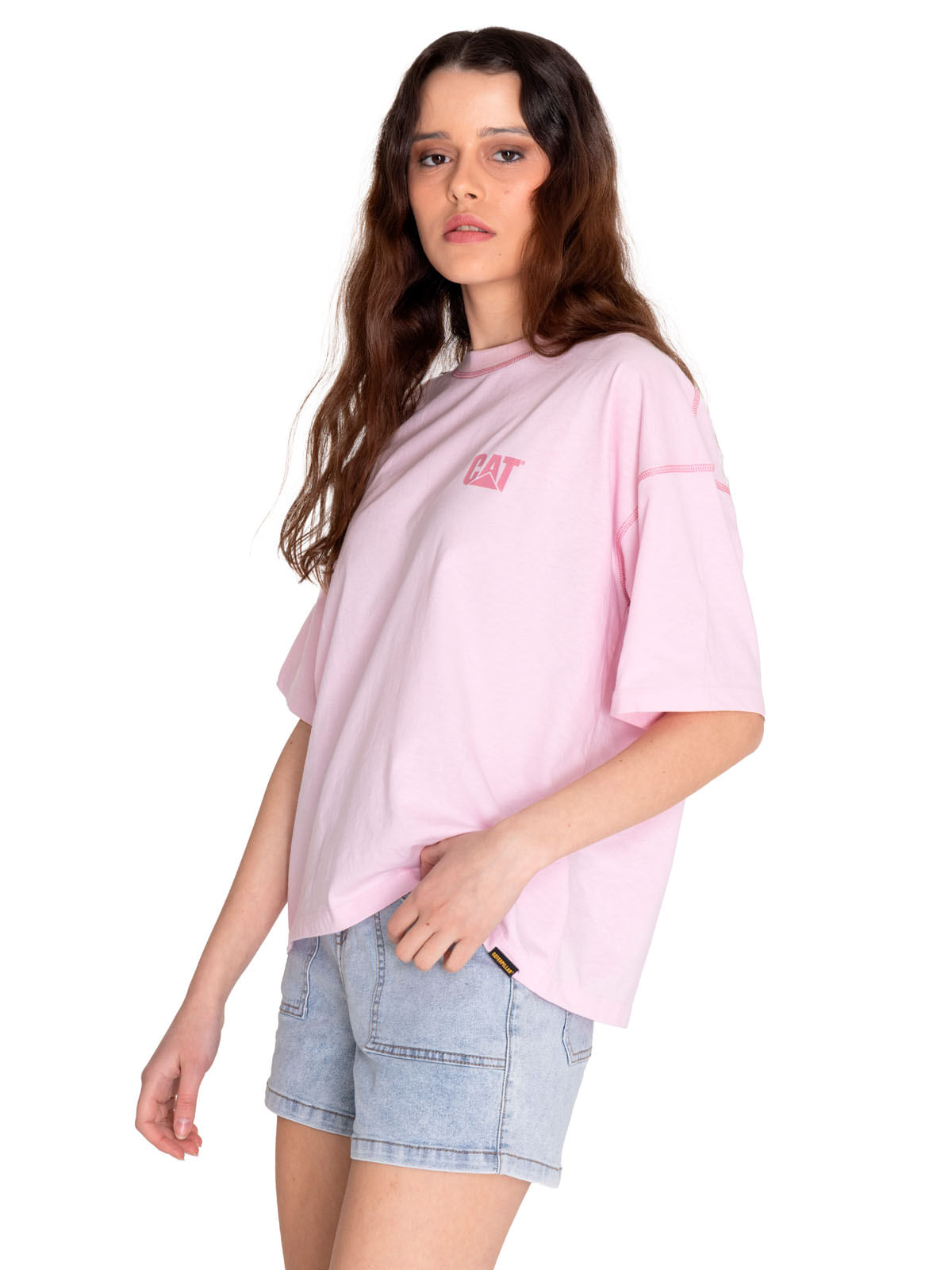 Polera Manga corta Casual Mujer CAT LOGO BOXY TEE Rosado CAT