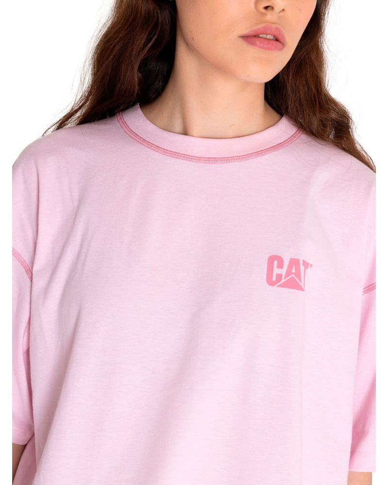 Polera-Manga-corta-Casual-Mujer-CAT-LOGO-BOXY-TEE-Rosado-CAT