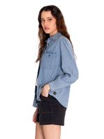 Blusa-Manga-larga-Casual-Mujer-CHAMBRAY-RELAXED-L-S-SHIRT-Azul-claro-CAT