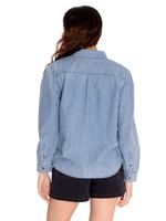 Blusa-Manga-larga-Casual-Mujer-CHAMBRAY-RELAXED-L-S-SHIRT-Azul-claro-CAT