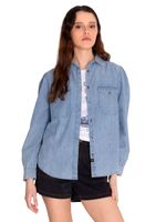 Blusa-Manga-larga-Casual-Mujer-CHAMBRAY-RELAXED-L-S-SHIRT-Azul-claro-CAT