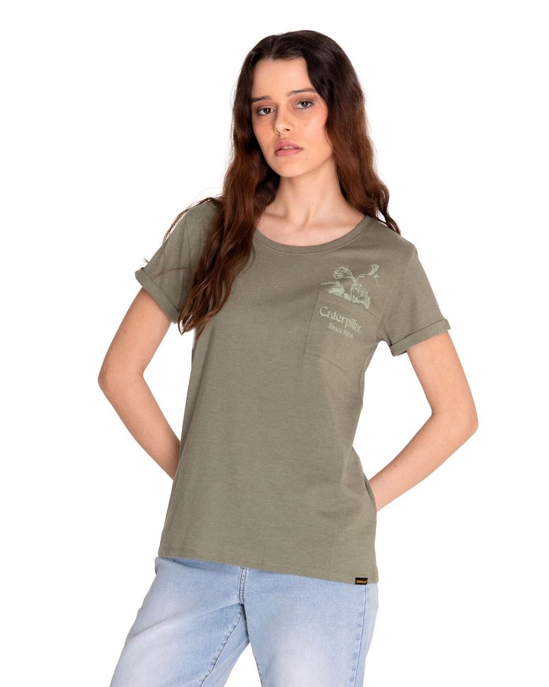 Polera-Manga-corta-Casual-Mujer-NOVELTY-POCKET-TEE-1-Verde-CAT